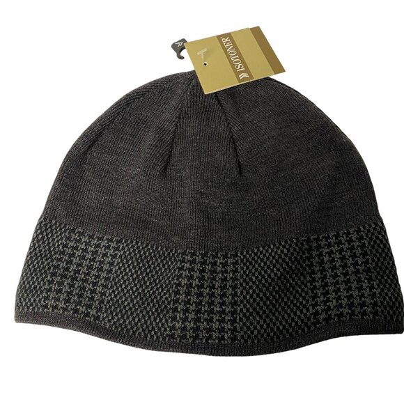 Isotoner Mens Houndstooth Knit Beanie‎ Hat 1sz NWT - Picture 1 of 6